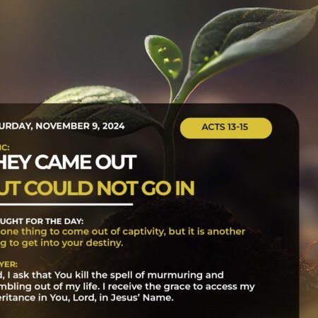 Dunamis Seeds Of Destiny 9 November 2024 Devotional By Dr. Paul Enenche: They Came Out But Could Not Go In