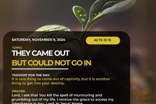 Dunamis Seeds Of Destiny 9 November 2024 Devotional By Dr. Paul Enenche: They Came Out But Could Not Go In